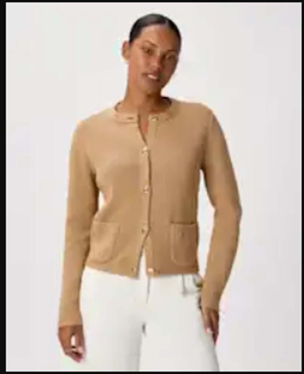 Quince Womens 100% Organic Cotton Sweater Jacket Size Medium Camel Brown